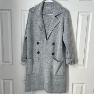 Pink Clover Light Gray Double Pocket Coatigan.